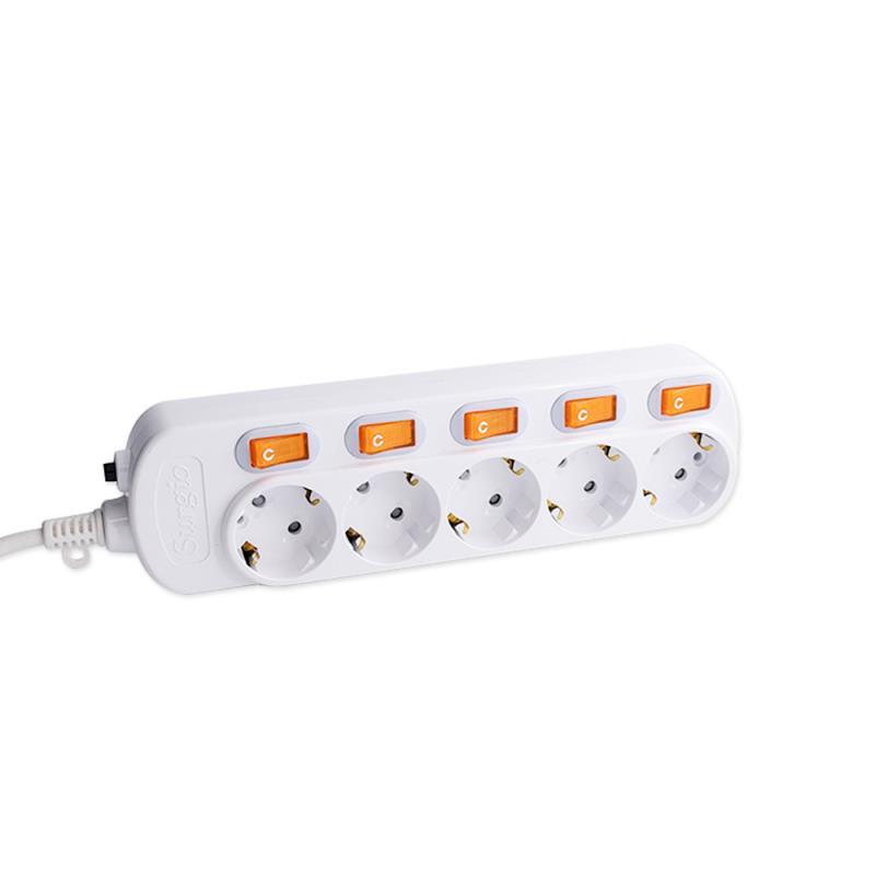 PC SHELL 5 Výstupy EÚ Standard Socket s nezávislým prepínačom